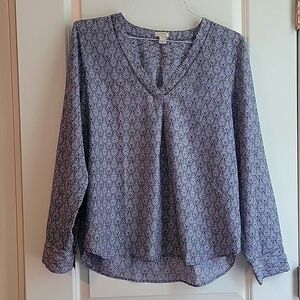 J. Crew XL blue and white blouse